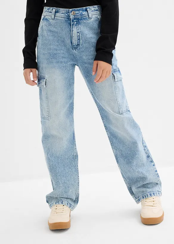 Jean baggy poches cargo, taille mi-haute, bonprix