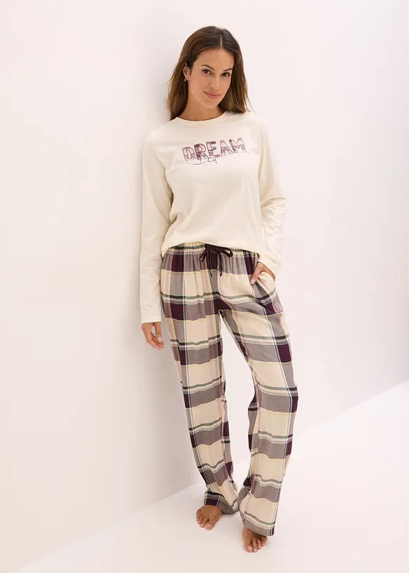 Pyjama avec pantalon tissé doux et pochette cadeau, bonprix