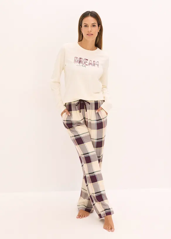 Pyjama avec pantalon tissé doux et pochette cadeau, bonprix