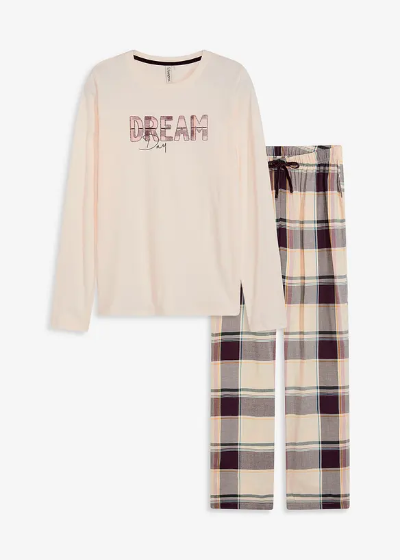 Pyjama avec pantalon tissé doux et pochette cadeau, bonprix