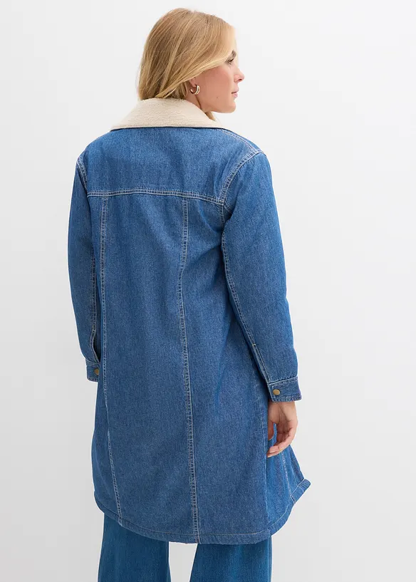 Manteau rembourré en denim, doublé sherpa, bonprix