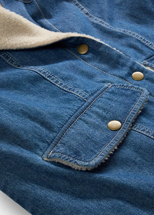 Manteau rembourré en denim, doublé sherpa, bonprix