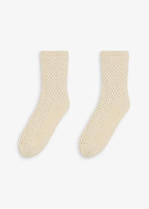 Chaussettes douillettes avec fil lurex, doublure sherpa et semelle antiglisse, bonprix