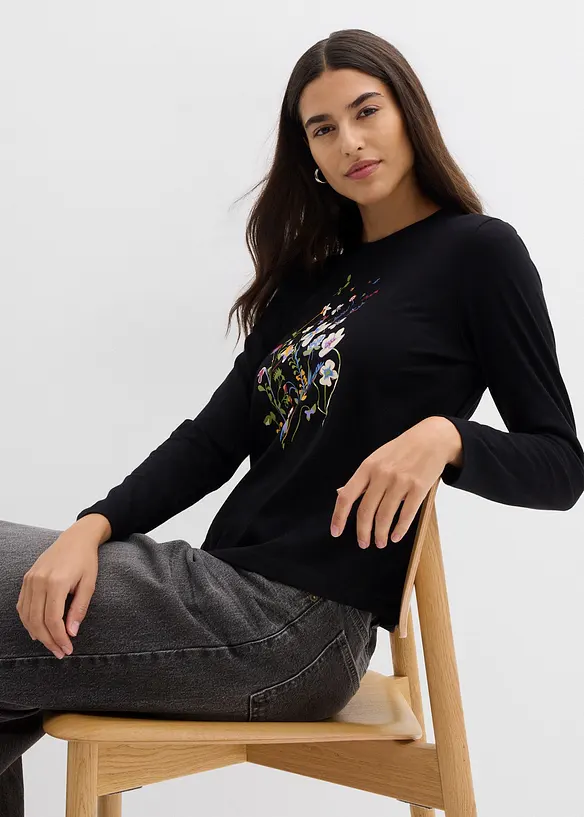 T-shirt manches longues 100% coton, bonprix