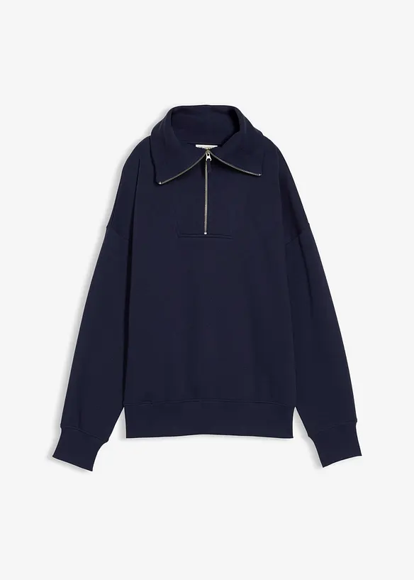 Sweat col camionneur en coton mélangé, bonprix