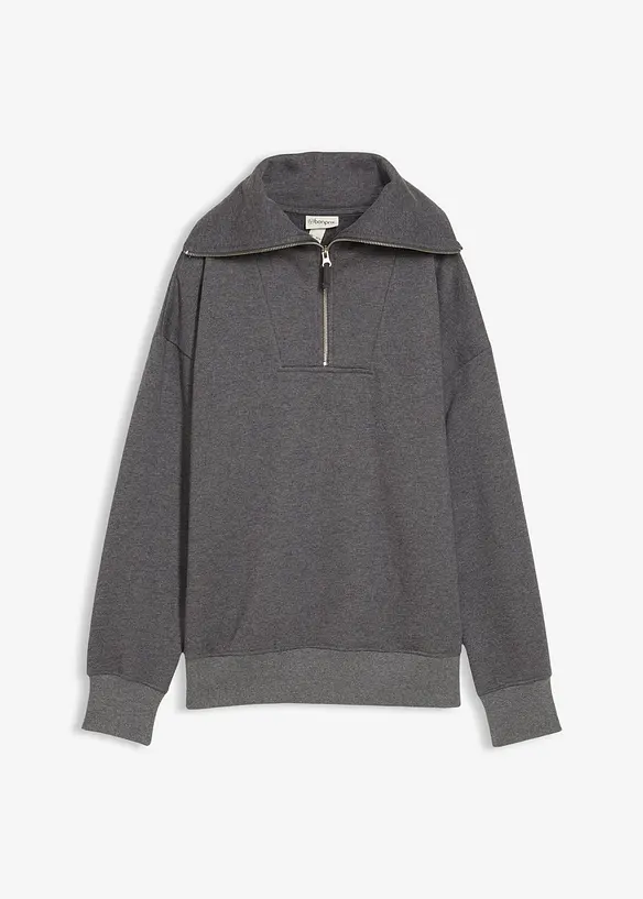 Sweat col camionneur en coton mélangé, bonprix