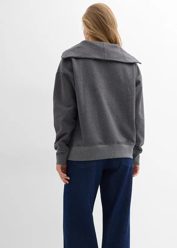 Sweat col camionneur en coton mélangé, bonprix