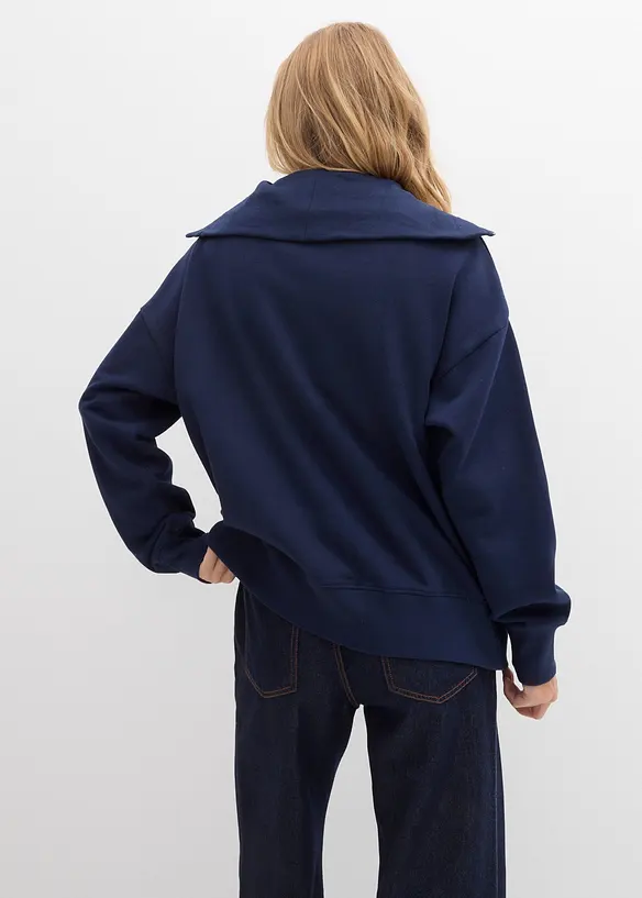 Sweat col camionneur en coton mélangé, bonprix