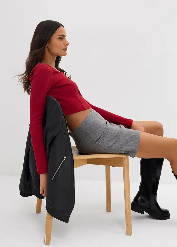 T-shirt court et côtelé, bonprix