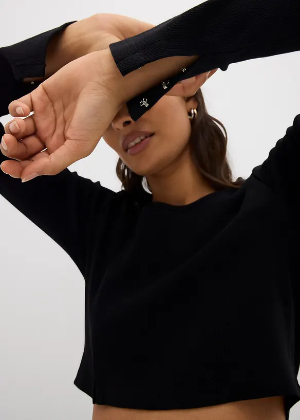 T-shirt court et côtelé, bonprix