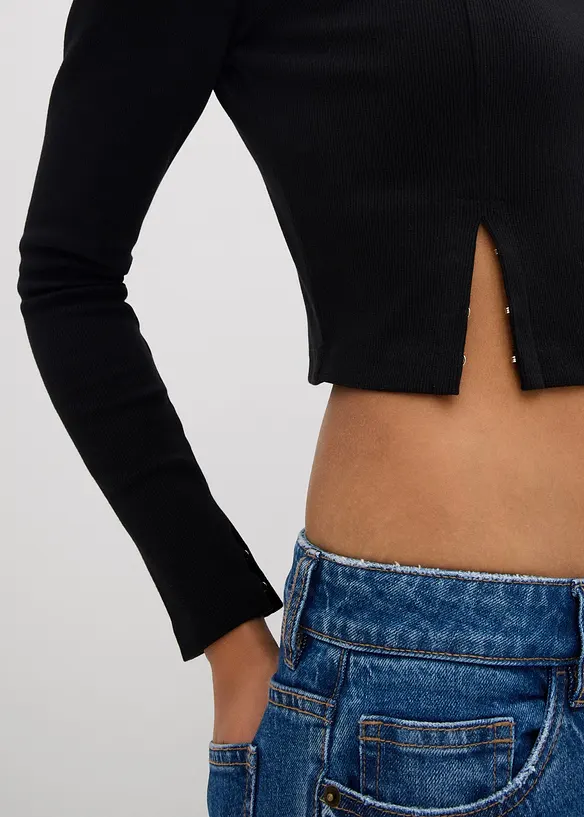 T-shirt court et côtelé, bonprix