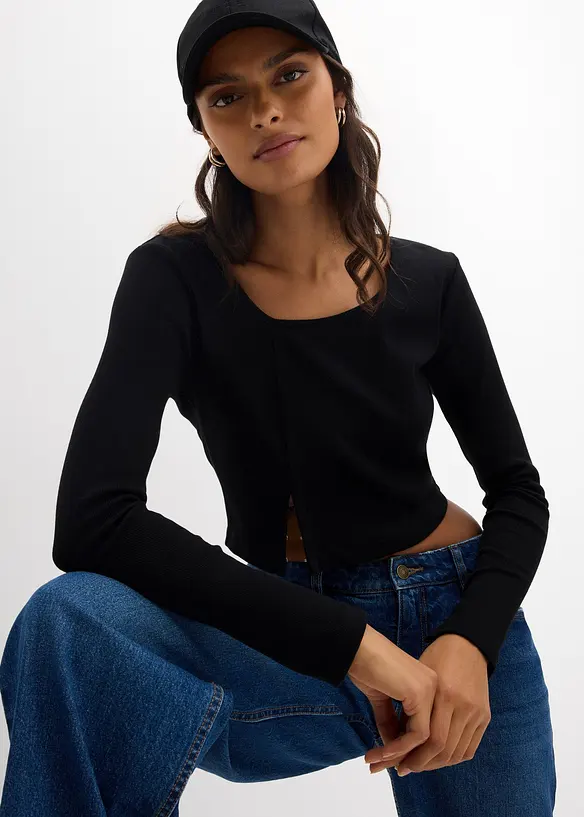 T-shirt court et côtelé, bonprix