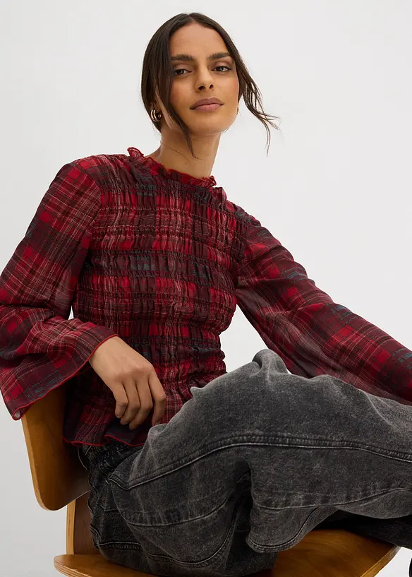 Blouse à empiècement smocké, bonprix