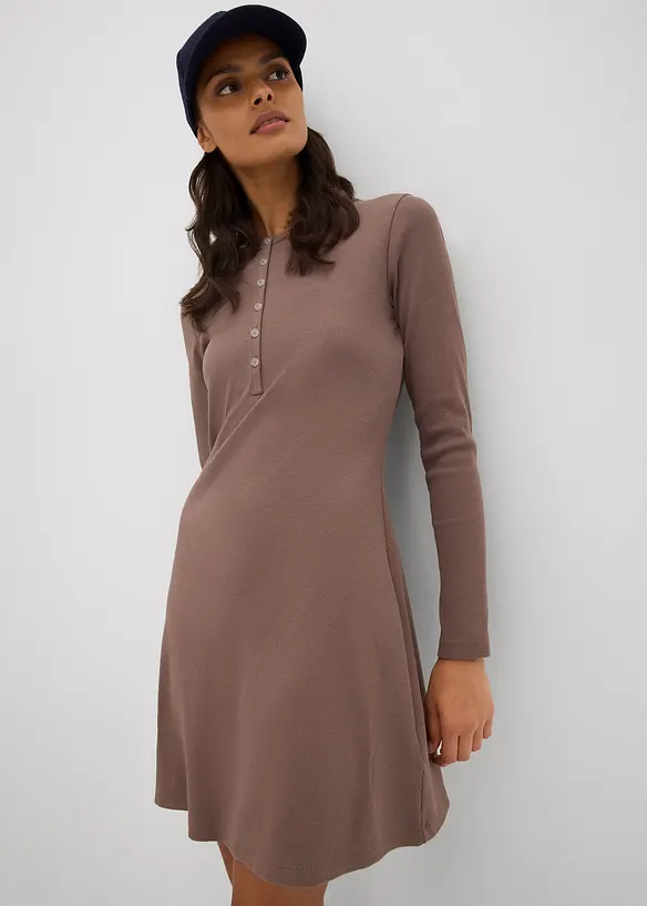 Robe côtelée en coton extensible, bonprix