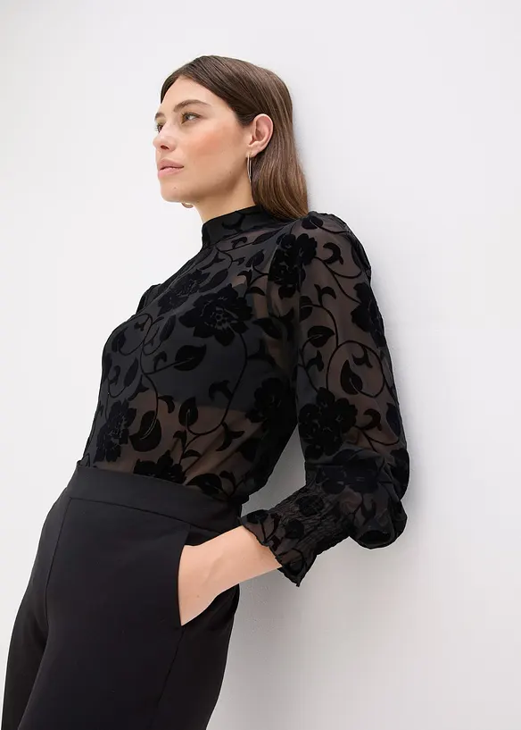 T-shirt manches longues légèrement transparent, bonprix