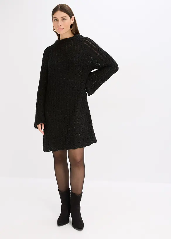 Robe courte en maille à nœud en satin, légèrement transparente, bonprix