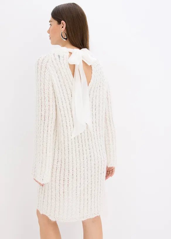 Robe courte en maille à nœud en satin, légèrement transparente, bonprix