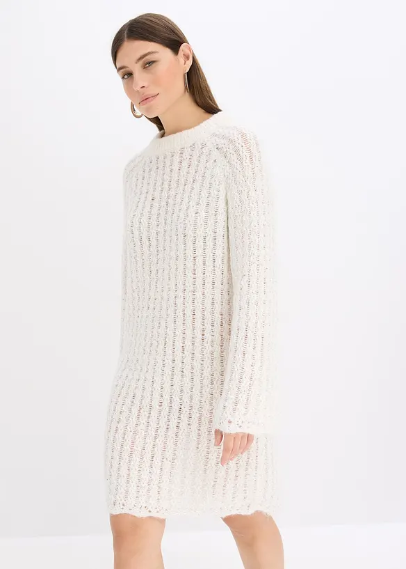 Robe courte en maille à nœud en satin, légèrement transparente, bonprix