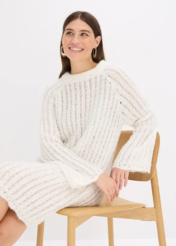 Robe courte en maille à nœud en satin, légèrement transparente, bonprix