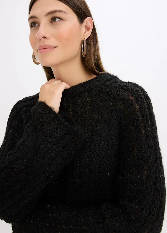 Robe courte en maille à nœud en satin, légèrement transparente, bonprix