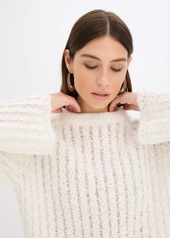 Robe courte en maille à nœud en satin, légèrement transparente, bonprix