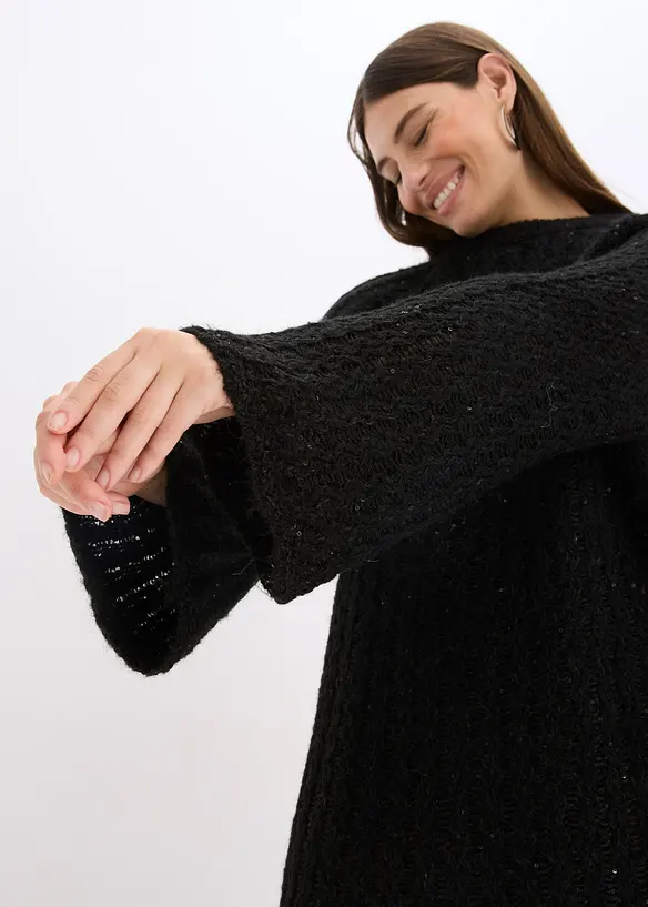 Robe courte en maille à nœud en satin, légèrement transparente, bonprix