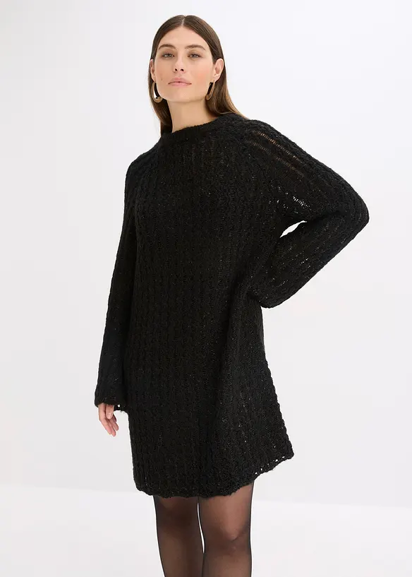 Robe courte en maille à nœud en satin, légèrement transparente, bonprix