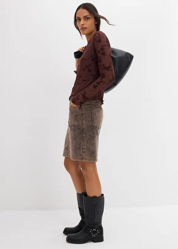 T-shirt manches longues à imprimé floqué, bonprix