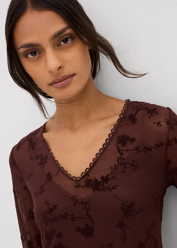 T-shirt manches longues à imprimé floqué, bonprix