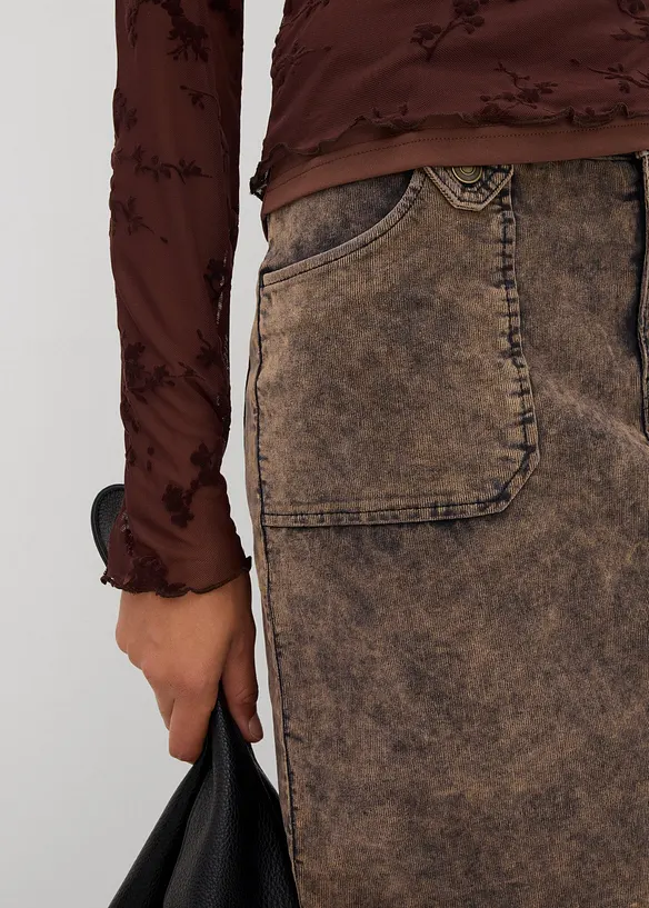 T-shirt manches longues à imprimé floqué, bonprix