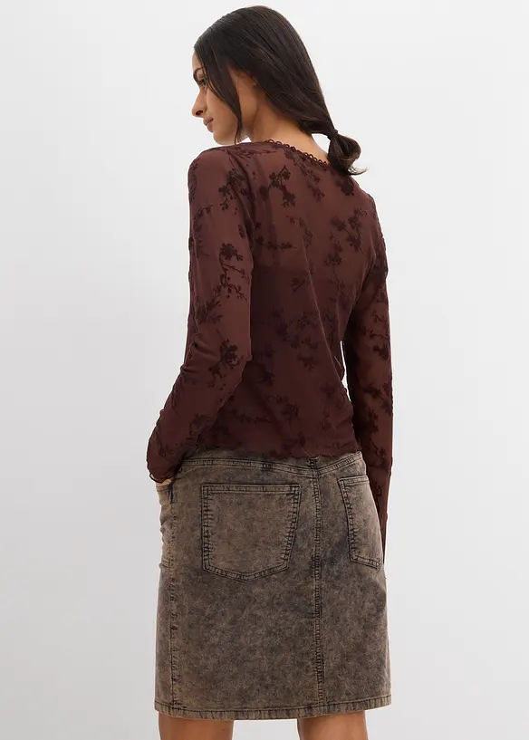 T-shirt manches longues à imprimé floqué, bonprix