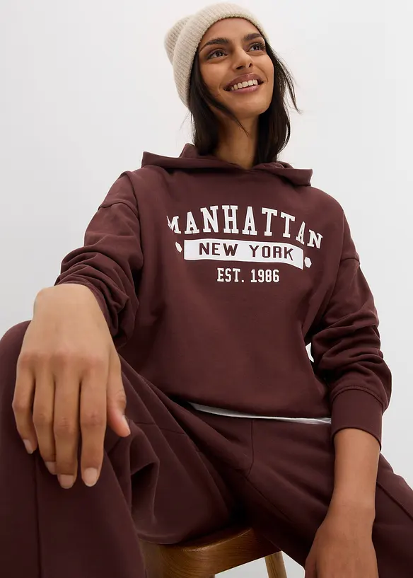 Sweat oversize à capuche 100% coton, bonprix