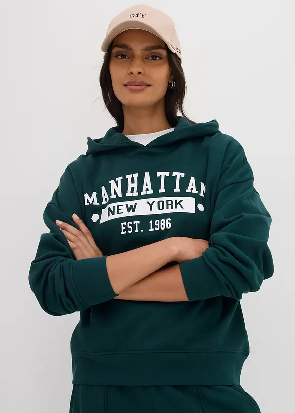 Sweat oversize &agrave; capuche 100% coton, bonprix