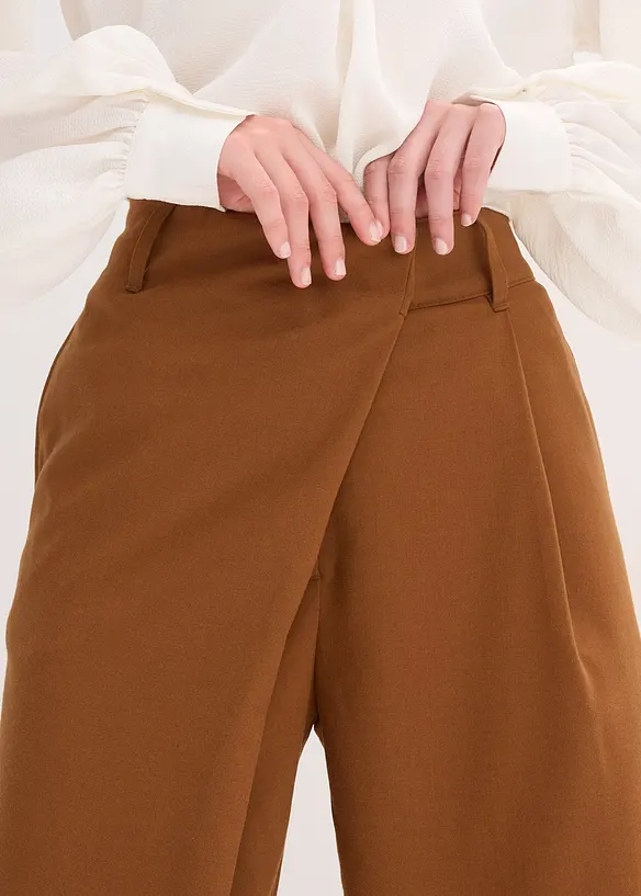 Pantalon large à pinces et fermeture croisée, bonprix