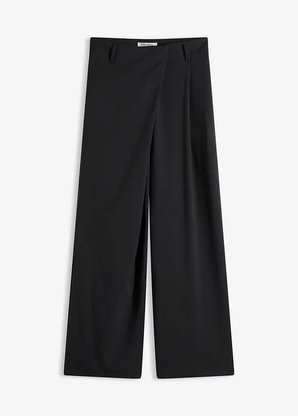 Pantalon large à pinces et fermeture croisée, bonprix