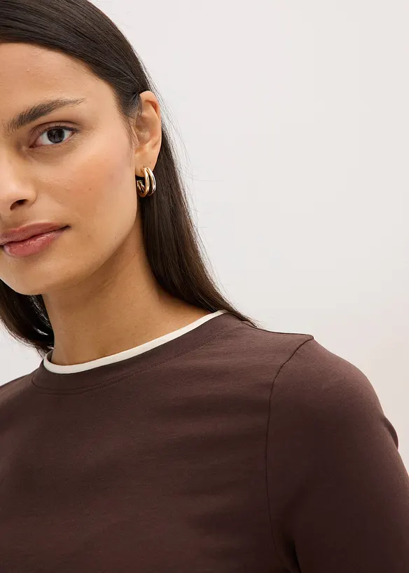 T-shirt manches longues en coton mélangé, bonprix