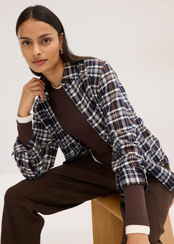 T-shirt manches longues en coton mélangé, bonprix