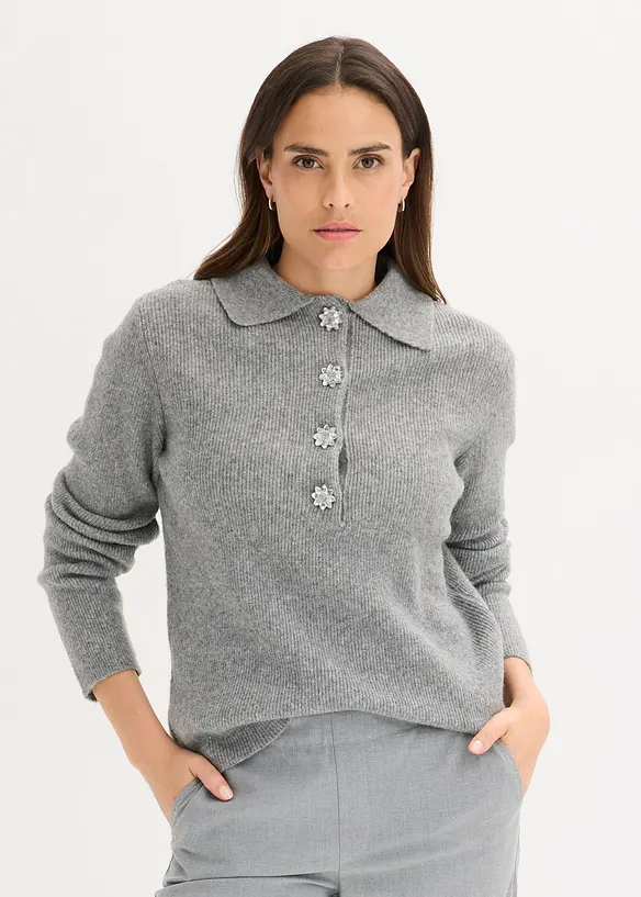 Pull polo avec laine, bonprix