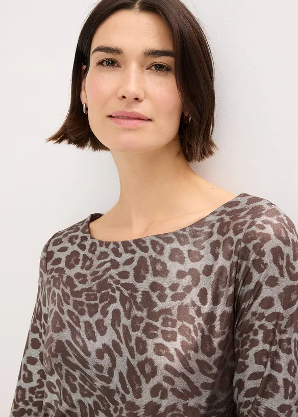 T-shirt à imprimé léopard brillant, bonprix
