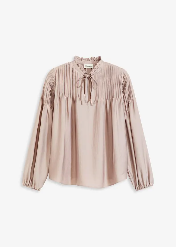 Tunique en satin brillant avec plis religieuse, bonprix