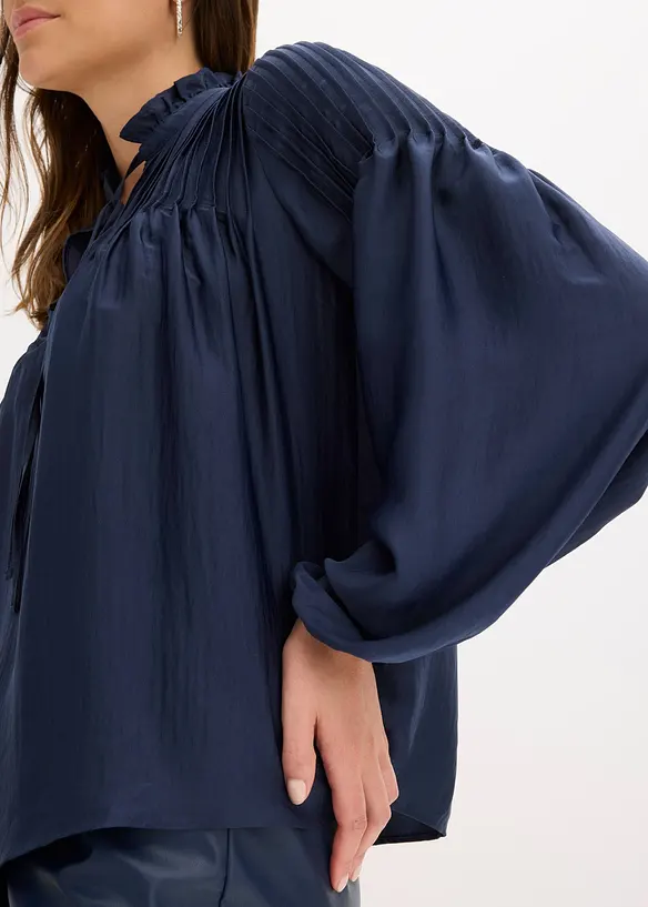 Tunique en satin brillant avec plis religieuse, bonprix