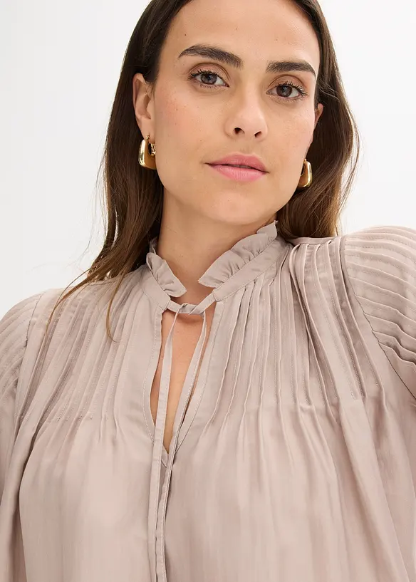 Tunique en satin brillant avec plis religieuse, bonprix