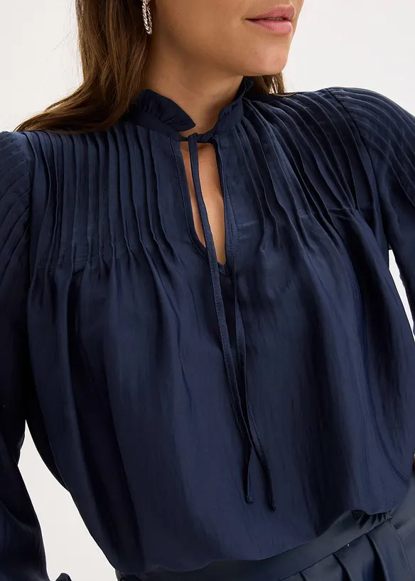 Tunique en satin brillant avec plis religieuse, bonprix