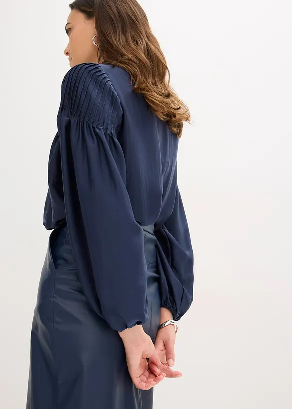 Tunique en satin brillant avec plis religieuse, bonprix