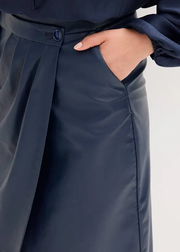 Jupe portefeuille enduite, longueur midi, bonprix