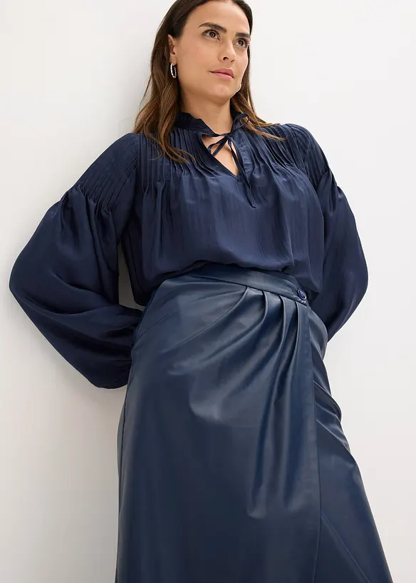 Jupe portefeuille enduite, longueur midi, bonprix