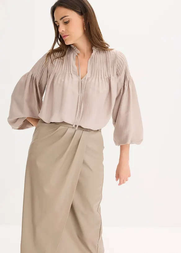 Jupe portefeuille enduite, longueur midi, bonprix