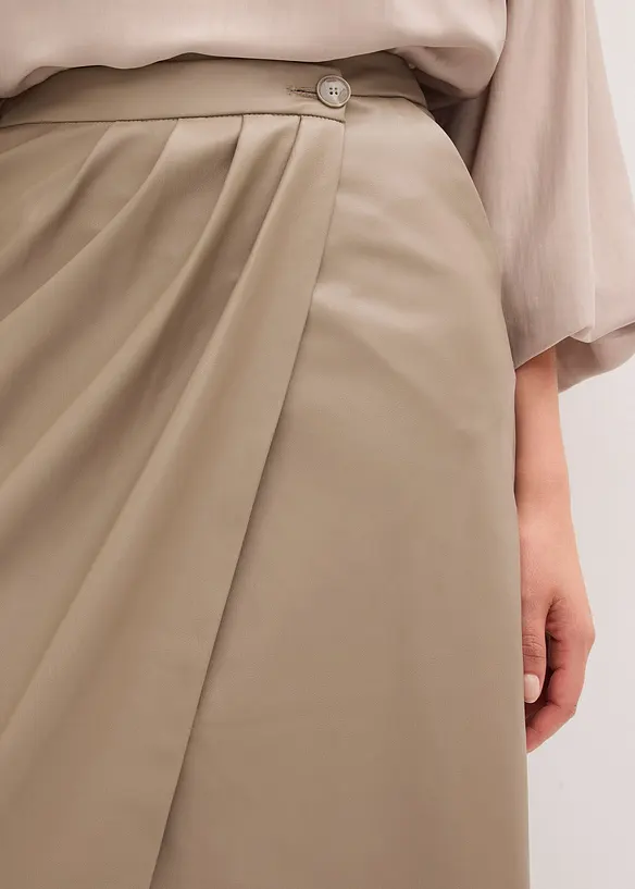 Jupe portefeuille enduite, longueur midi, bonprix