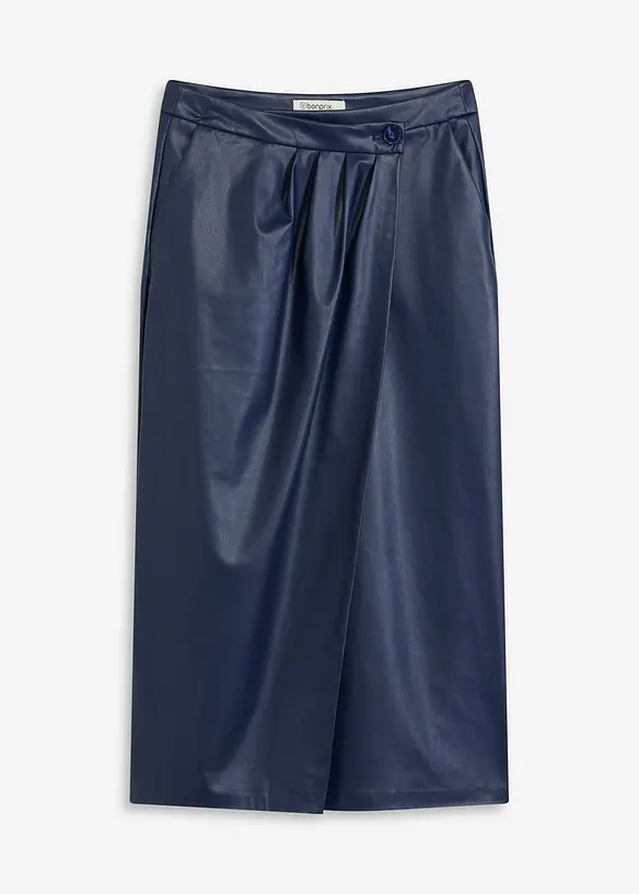 Jupe portefeuille enduite, longueur midi, bonprix