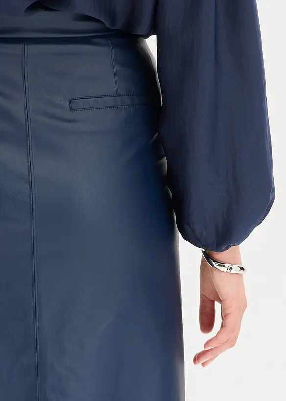 Jupe portefeuille enduite, longueur midi, bonprix